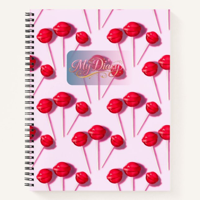 My Diary Cute Lollipop Pattern Pink Journal Notebo (Front)