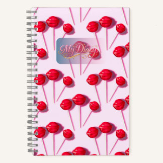 My Diary Cute Lollipop Pattern Pink Journal Notebo