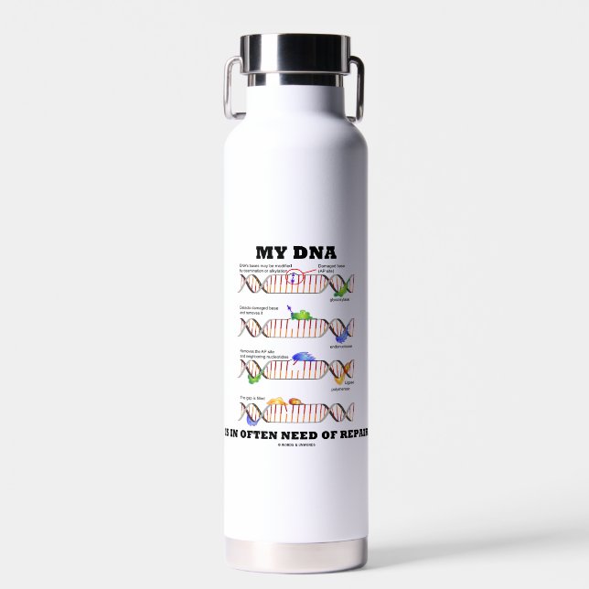 My DNA Is In Often Need Of Repair DNA Humour Water Bottle (Front)