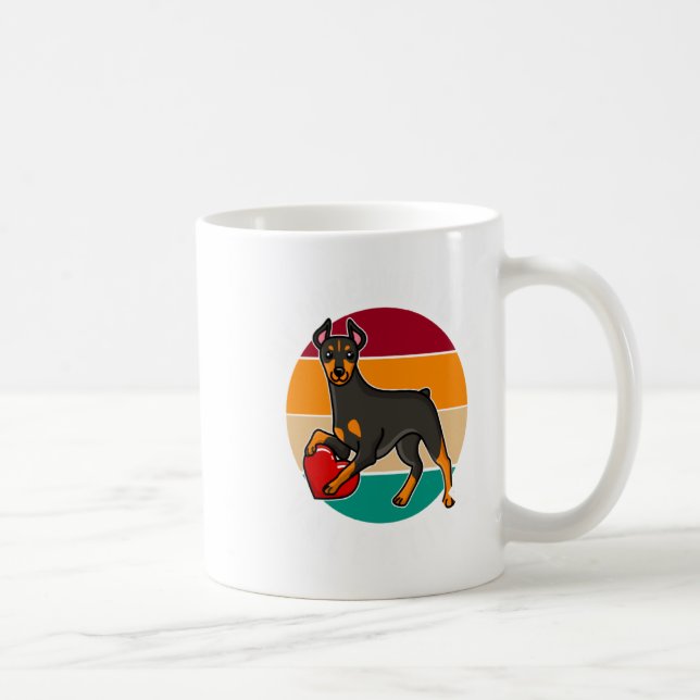 My Doberman Is My Valentine Heart Retro Sunset Dog Coffee Mug (Right)