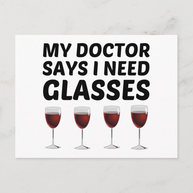 MY DOCTOR SAYS I NEED GLASSES ANNOUNCEMENT POSTCARD (Front)