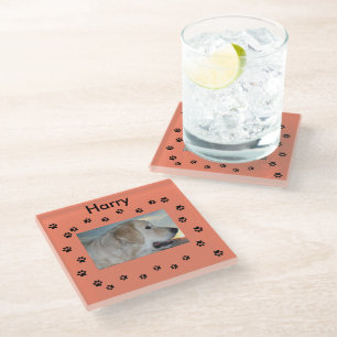 My Dog and Paw Prints Glass Coaster