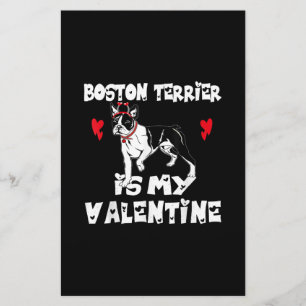 My Dog Boston Terrier Is My Valentine Day Animal Stationery