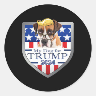 My Dog For Trump Boxer W Gles Men Women Classic Round Sticker