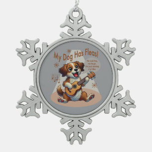 My Dog Has Fleas Ukulele Tuning Song Snowflake Pewter Christmas Ornament