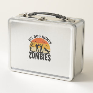 My Dog Hunts Zombies Vintage Halloween Dog Art_1 Metal Lunch Box