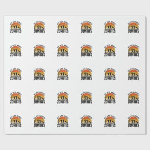 My Dog Hunts Zombies Vintage Halloween Dog Art_1 Wrapping Paper