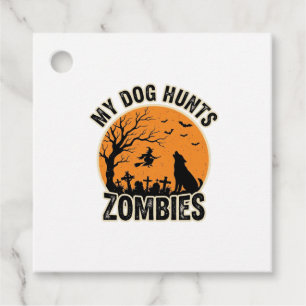 My Dog Hunts Zombies Vintage Halloween Dog Design_ Favour Tags