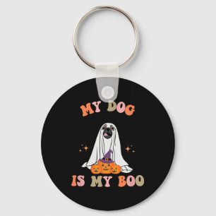 My Dog Is My Boo Cute Boho Halloween Key Ring