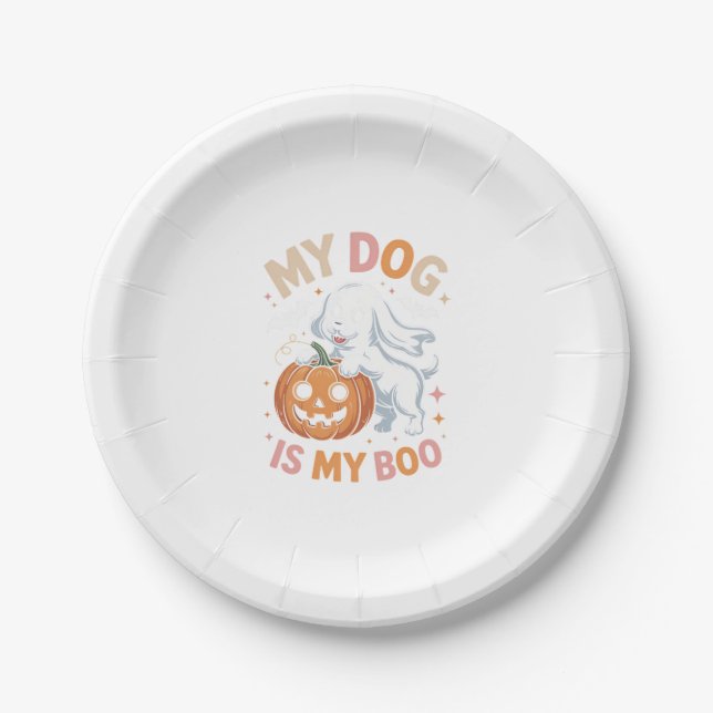 My Dog is My Boo Funny Halloween Paper Plate (Front)