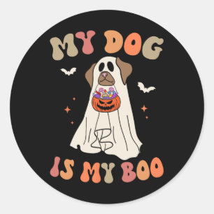 My Dog Is My Boo Ghost Spooky Halloween Dog Lover Classic Round Sticker