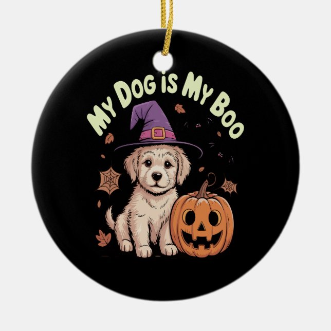 My Dog is My Boo Halloween Ceramic Ornament (Front)