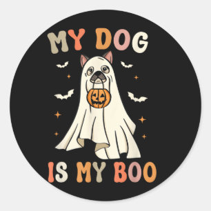 My Dog Is My Boo Halloween Ghost Dog Spooky Classic Round Sticker