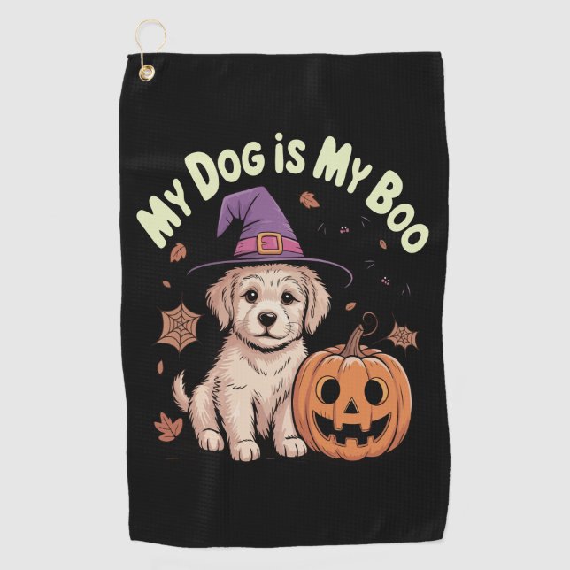 My Dog is My Boo Halloween Golf Towel (Front)