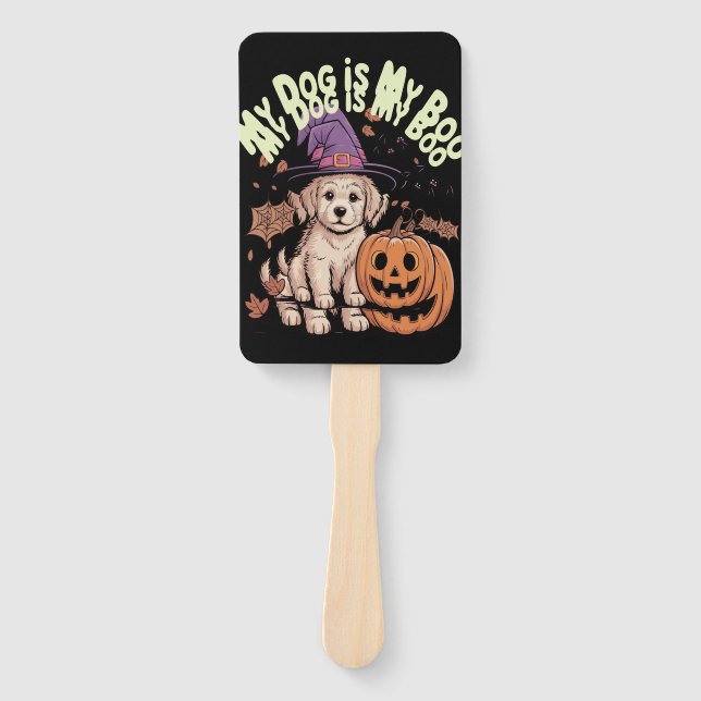 My Dog is My Boo Halloween Hand Fan (Front)