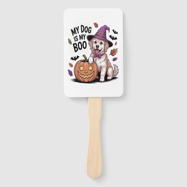 My Dog is My Boo Halloween Hand Fan (Front)