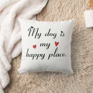 My Dog Is My Happy Place Minimalist Red Heart Cushion