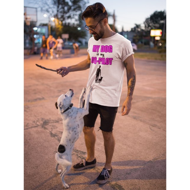 My dog is my partner Pink Modern Design T-Shirt (Creator Uploaded)