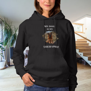 My dog is my theraphist photo black hoodie