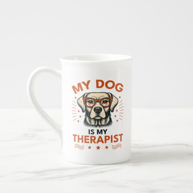 My dog is my therapist bone china mug (Left)