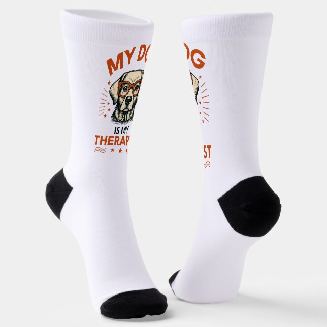My dog is my therapist socks (Angled)