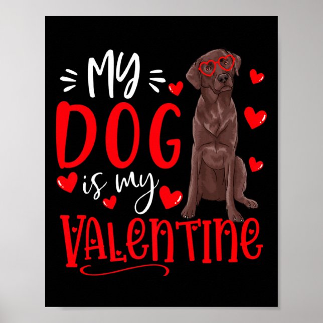 My Dog Is My Valentine Chocolate Labrador Valentin Poster (Front)
