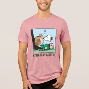 My Dog Is My Valentine   Peppermint Patty & Snoopy Tri-Blend Shirt