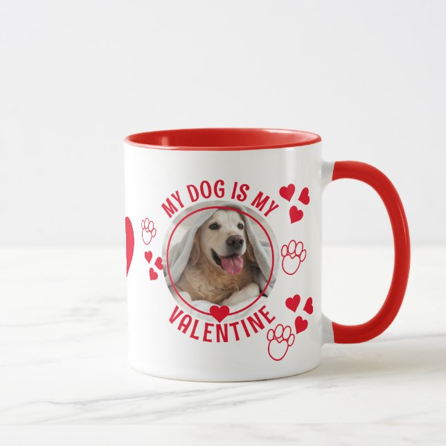 MY DOG IS MY VALENTINE Photo Monogram Mug (Right)