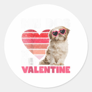 My Dog Is My Valentine - Tattoo Shih Tzu Animal Do Classic Round Sticker