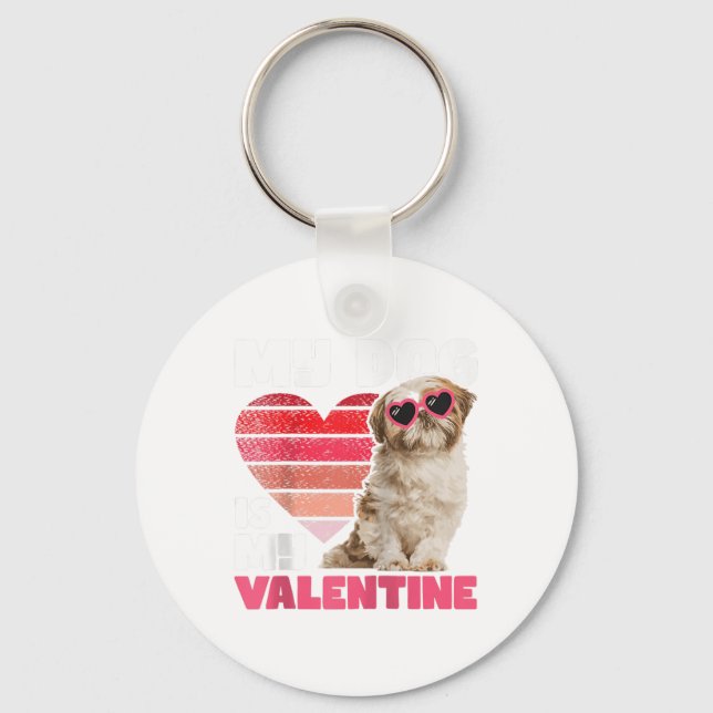 My Dog Is My Valentine - Tattoo Shih Tzu Animal Do Key Ring (Front)