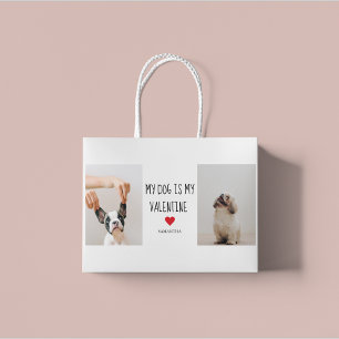 My Dog Is My Valentine   Two Dog Photos  Large Gift Bag