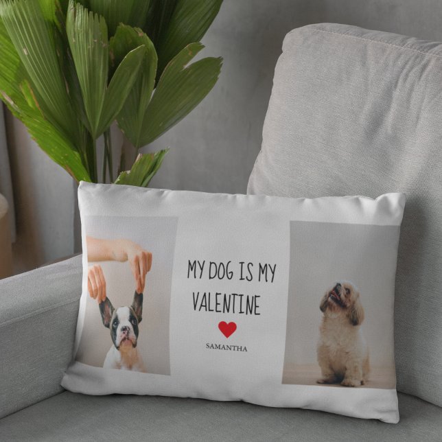 My Dog Is My Valentine | Two Dog Photos  Lumbar Cushion (Creator Uploaded)