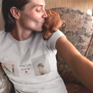 My Dog Is My Valentine Two Dog Photos T-Shirt