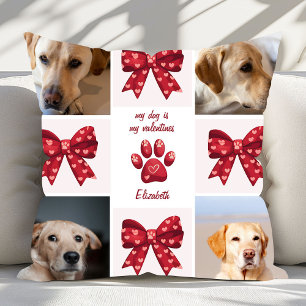 My Dog Is My Valentines Bow 4 Photos Cushion