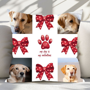 My Dog Is My Valentines Bow 4 Photos Cushion
