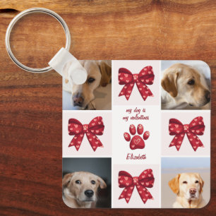 My Dog Is My Valentines Bow 4 Photos Key Ring