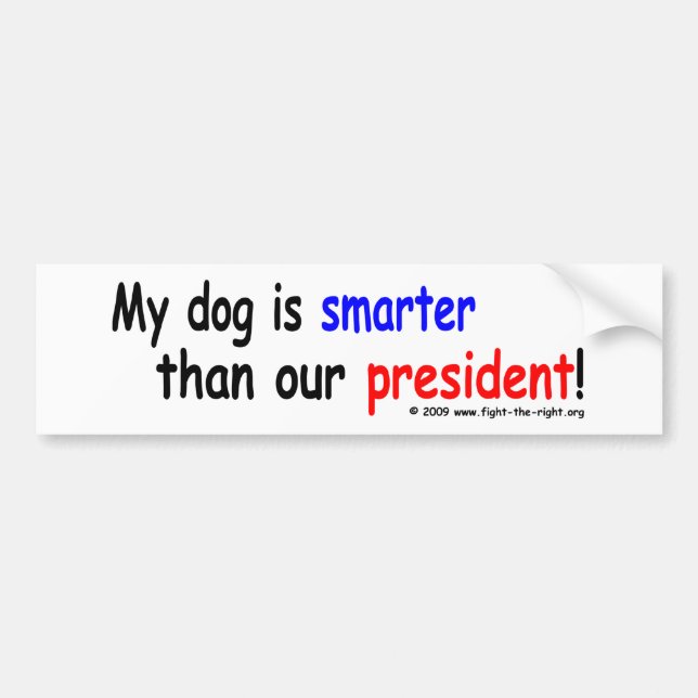 My dog is smarter than our president bumper sticker (Front)