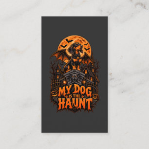 My Dog Is The Haunt Dachshund Halloween Bat Wings Business Card