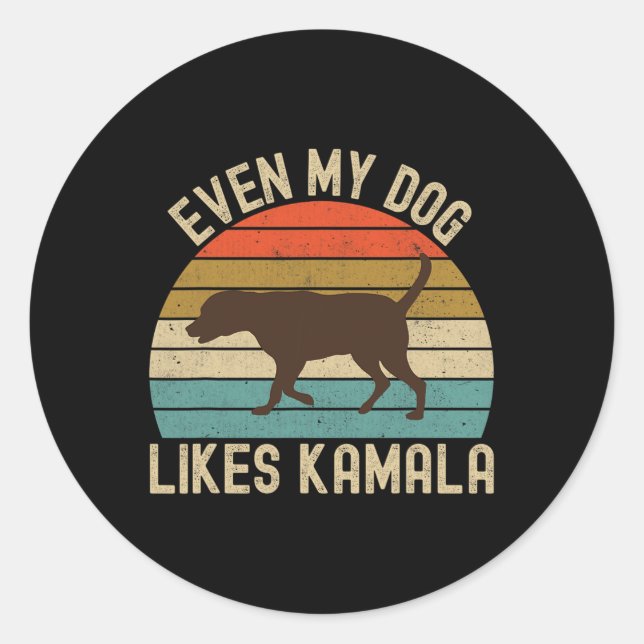 My Dog Likes Kamala Harris For President 2024 Choc Classic Round Sticker (Front)