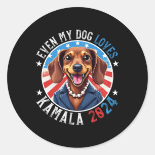 My Dog Loves Kamala 2024 Dachshund Lover Funny Classic Round Sticker