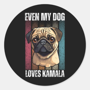 My Dog Loves Kamala Pug Lovers Classic Round Sticker