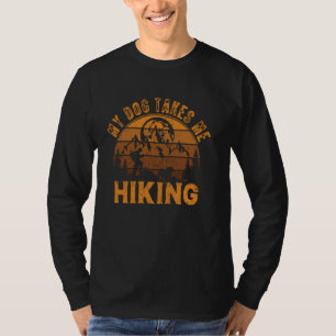 My Dog Takes Me Hiking Vintage English Bulldog Dog T-Shirt