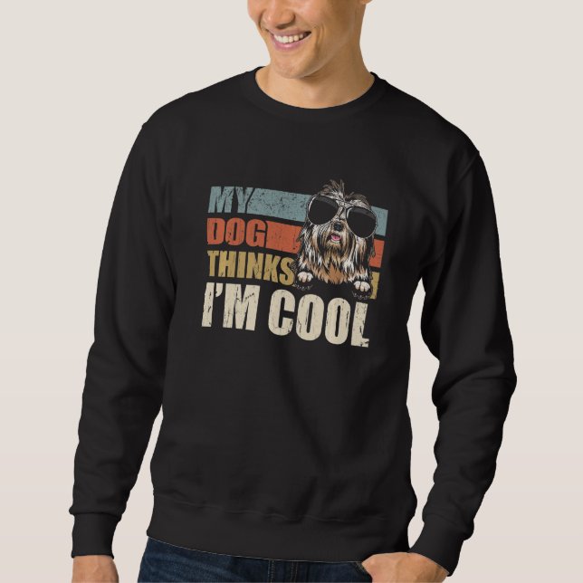My Dog Thinks I'm Cool Old English Sheepdog  Retro Sweatshirt (Front)