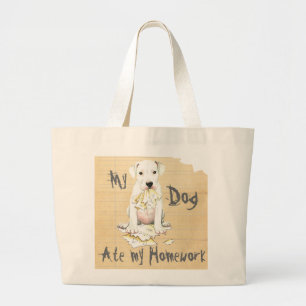 My Dogo Ate My Homework Large Tote Bag