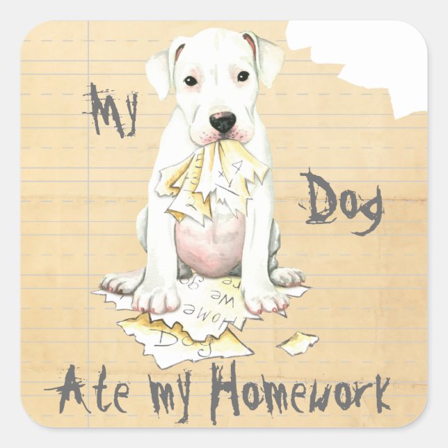 My Dogo Ate My Homework Square Sticker (Front)