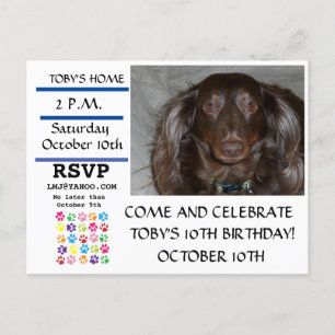 My Dog's Birthday Party Invitation Postcard