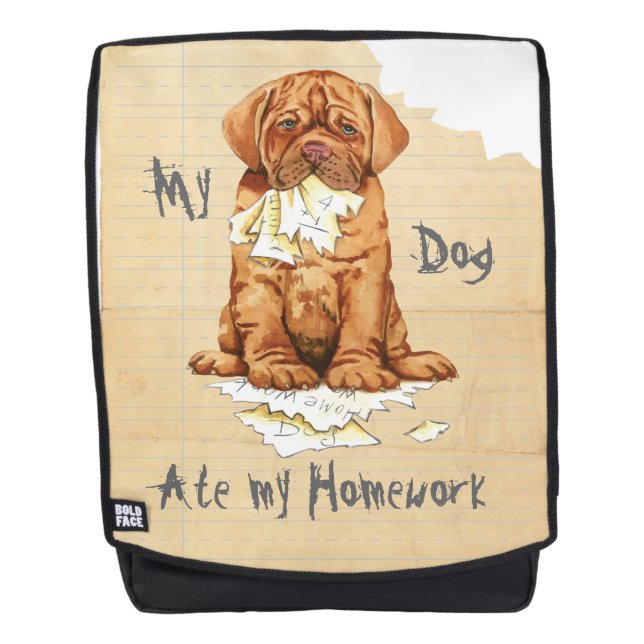 My Dogue de Bordeaux Ate my Homework Backpack (Front)