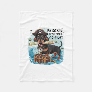 My Doxie Is The Cutest Co-Pilot Fleece Blanket