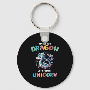My Dragon Ate Your Unicorn Funny Fantasy Girls Kid Key Ring