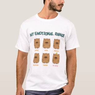 My Emotional Range Funny Capybara Faces T-Shirt